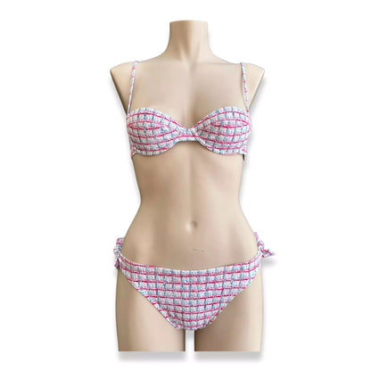 CHANEL WHITE/PINK SWIMSUIT TOP & BOTTOM