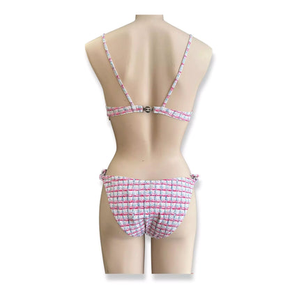 CHANEL WHITE/PINK SWIMSUIT TOP & BOTTOM