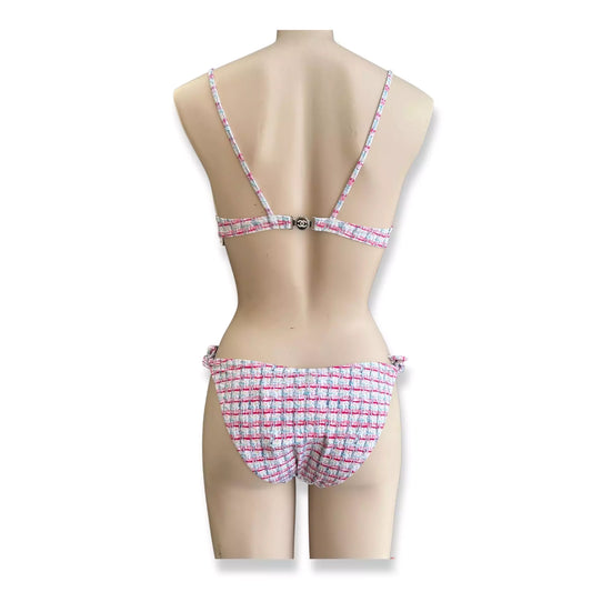 CHANEL WHITE/PINK SWIMSUIT TOP & BOTTOM