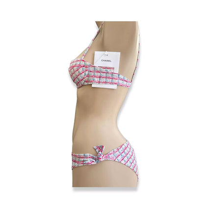 CHANEL WHITE/PINK SWIMSUIT TOP & BOTTOM