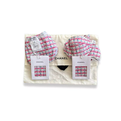 CHANEL WHITE/PINK SWIMSUIT TOP & BOTTOM