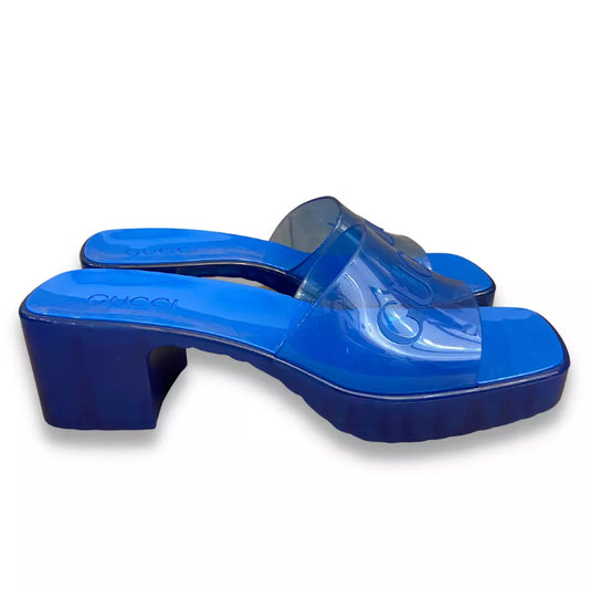 GUCCI BLUE RUBBER SANDALS