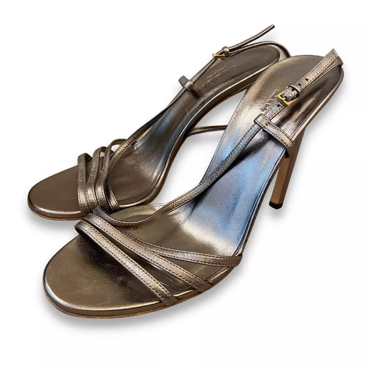 GUCCI GG BRONZE LEATHER SANDALS