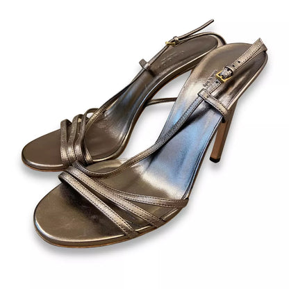 Sandalias GUCCI GG de piel color bronce