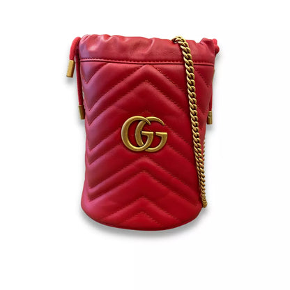 GUCCI RED MARMONT MINI BUCKET BAG
