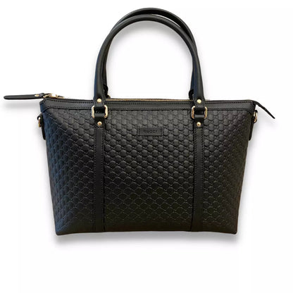 GUCCI BLACK LEATHER MICROGUCCISIMO ABBEY BAG