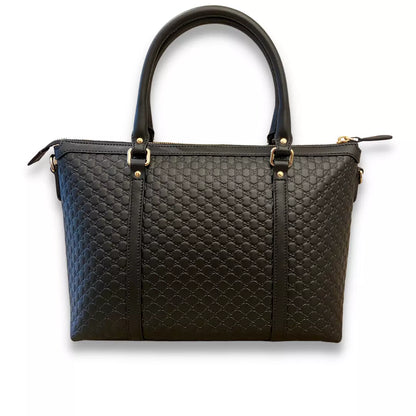 GUCCI BLACK LEATHER MICROGUCCISIMO ABBEY BAG
