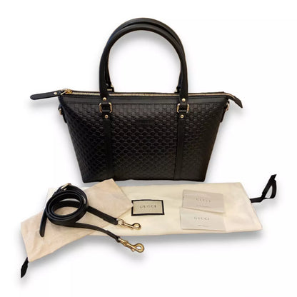 GUCCI BLACK LEATHER MICROGUCCISIMO ABBEY BAG