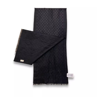 GUCCI BLACK WOOL SCARF