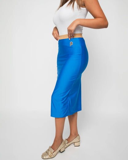 FALDA GUCCI DE NEOPRENO AZUL DE LA COLECCIÓN CRUCERO