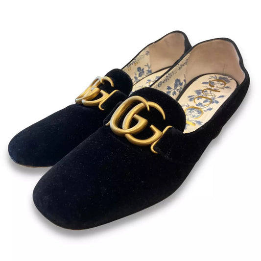 GUCCI BLACK VELVET MALAGA MID-HEEL