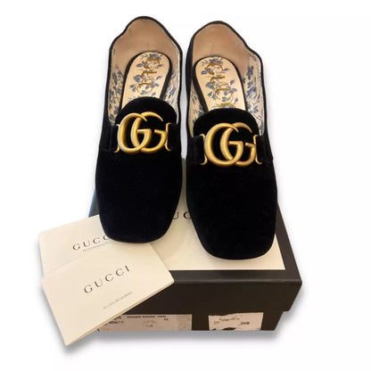 GUCCI BLACK VELVET MALAGA MID-HEEL