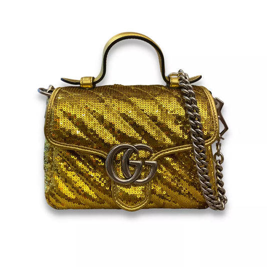 GUCCI GOLD SEQUIN GG MARMONT  BAG
