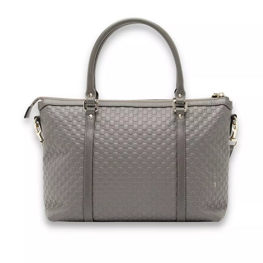 GUCCI GREY LEATHER MICROGUCCISIMO ABBEY BAG