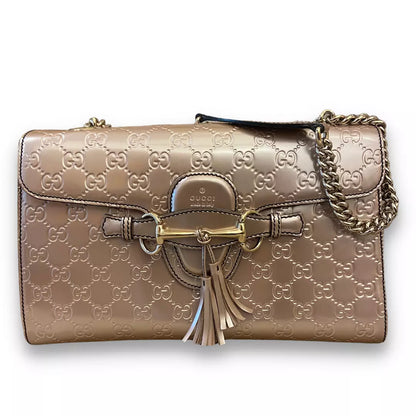 BOLSO METÁLICO CON MONOGRAMA ROSA DE GUCCI
