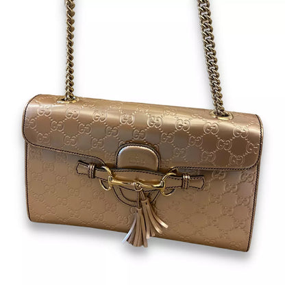 BOLSO METÁLICO CON MONOGRAMA ROSA DE GUCCI