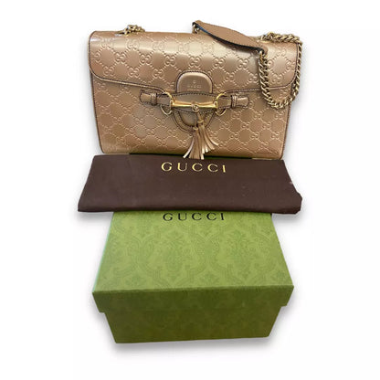 BOLSO METÁLICO CON MONOGRAMA ROSA DE GUCCI