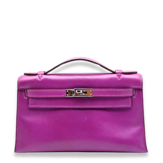 HERMÈS VIOLET TADELAKT KELLY POCHETTE BAG