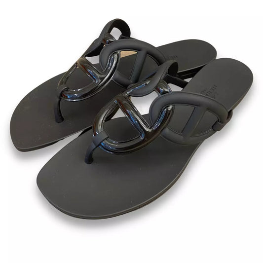 HERMÈS NOIR EGÈRIE SANDALS
