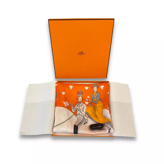 HERMÈS ORANGE SILK TEA TIME 70 LIMITED EDITION CARRÉ