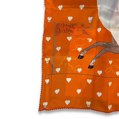 HERMÈS ORANGE SILK TEA TIME 70 LIMITED EDITION CARRÉ