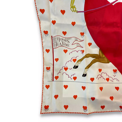HERMÈS RED SILK TEA TIME 70 LIMITED EDITION CARRÉ