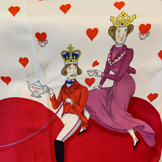HERMÈS RED SILK TEA TIME 70 LIMITED EDITION CARRÉ