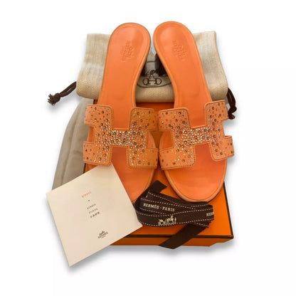SANDALIAS OASIS HERMÈS NARANJA STRASS