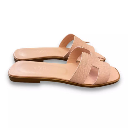 Sandalias Hermès color rosa claro y naranja 