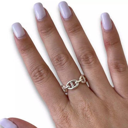 ANILLO HERMÈS PLATA 925 CHAINE D'ANCRE ENCHAINEE