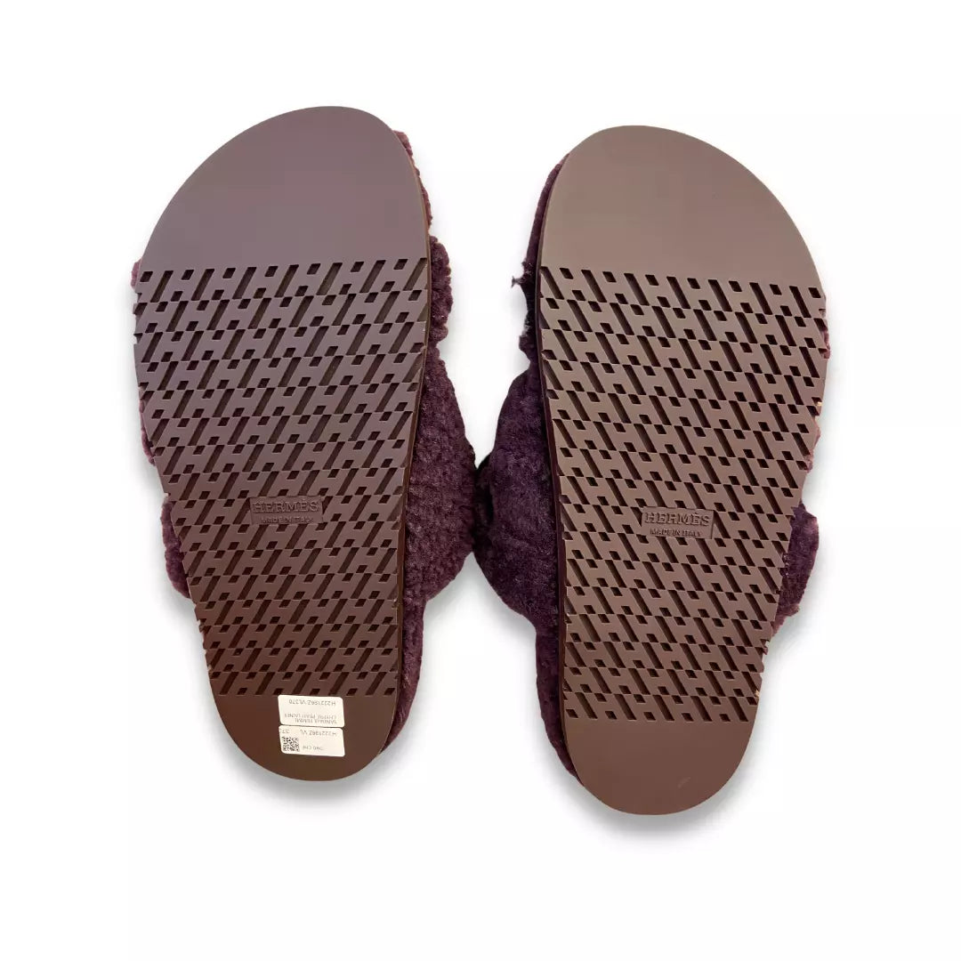 HERMÈS VIOLET WOOL CHYPRE SANDALS