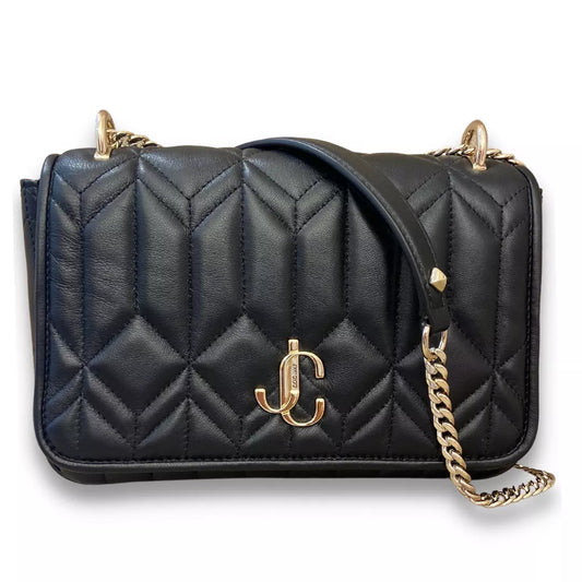 JIMMY CHOO BLACK AVENUE FLAP BAG