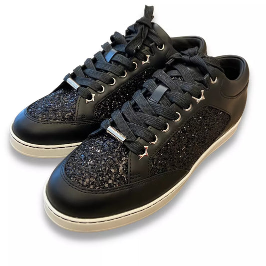 JIMMY CHOO BLACK GLITTER TRAINERS