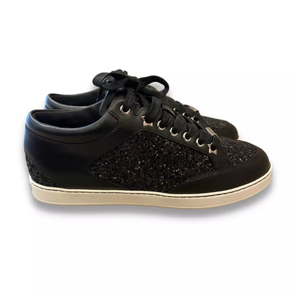 JIMMY CHOO BLACK GLITTER TRAINERS