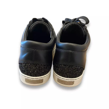 JIMMY CHOO BLACK GLITTER TRAINERS