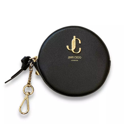 JIMMY CHOO BLACK ROUND COIN PURSE