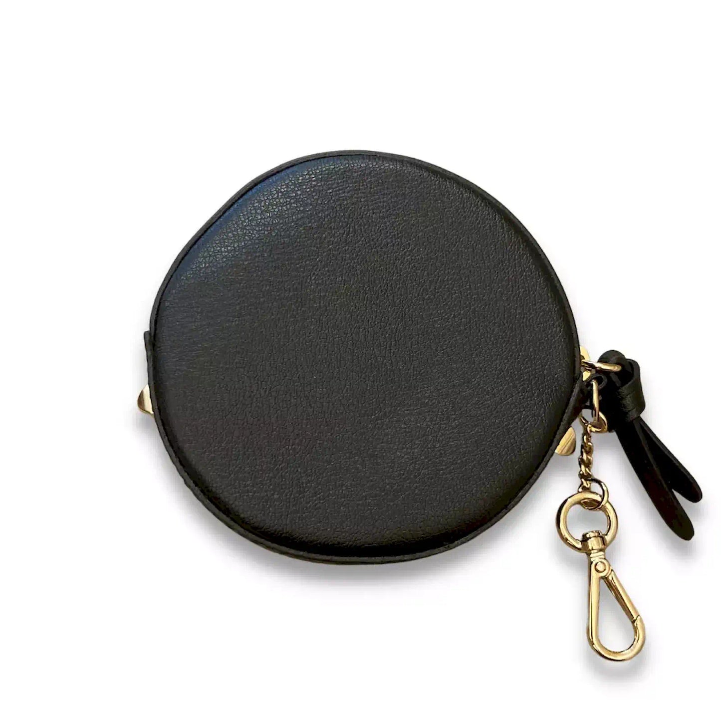 JIMMY CHOO BLACK LEATHER ROUND COIN PURSE