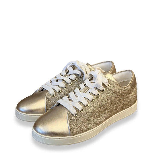 JIMMY CHOO CHAMPAGNE GLITTER SNEAKERS