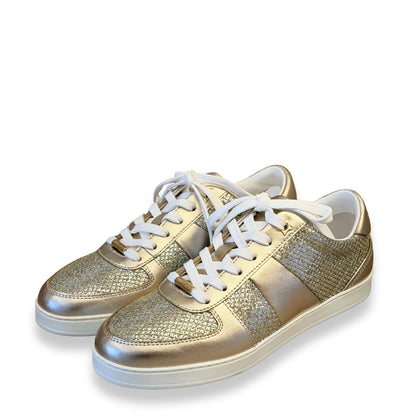 JIMMY CHOO CHAMPAGNE GLITTER SNEAKERS