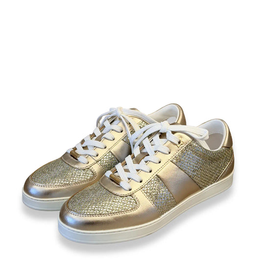JIMMY CHOO CHAMPAGNE GLITTER SNEAKERS