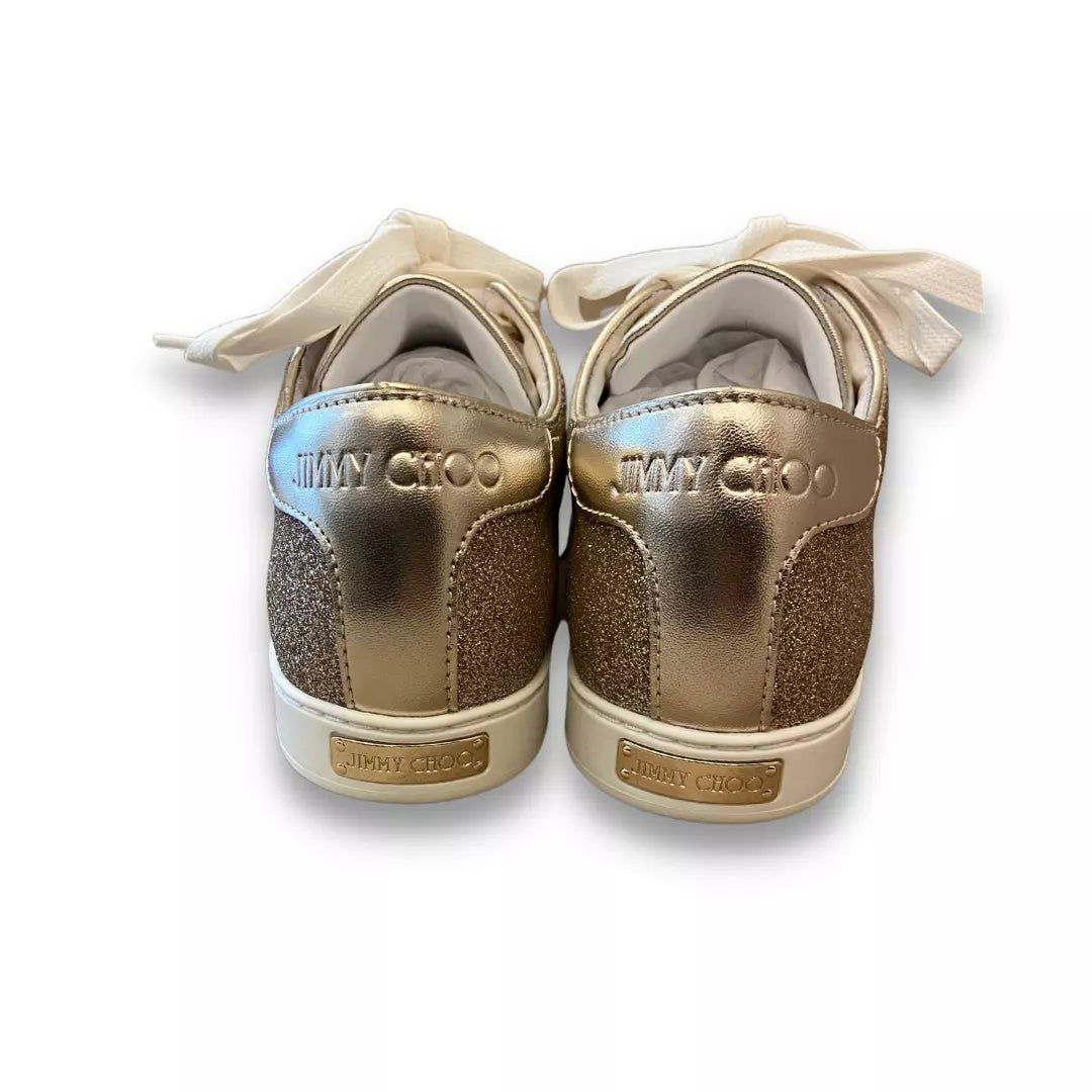 JIMMY CHOO CHAMPAGNE GLITTER SNEAKERS