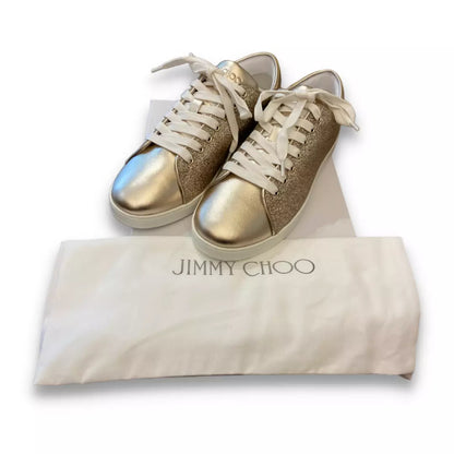 JIMMY CHOO CHAMPAGNE GLITTER SNEAKERS