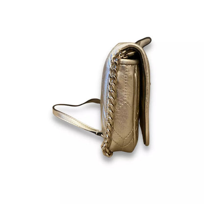 JIMMY CHOO GOLD AVENUE WALLET ON CHAIN BAG