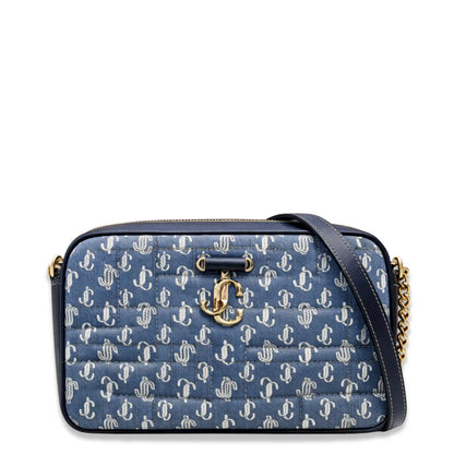 JIMMY CHOO VARENNE BLUE DENIM CAMERA BAG
