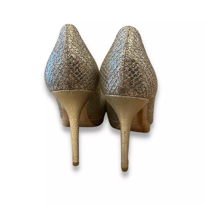 JIMMY CHOO GOLD GLITTER SANDAL HEELS
