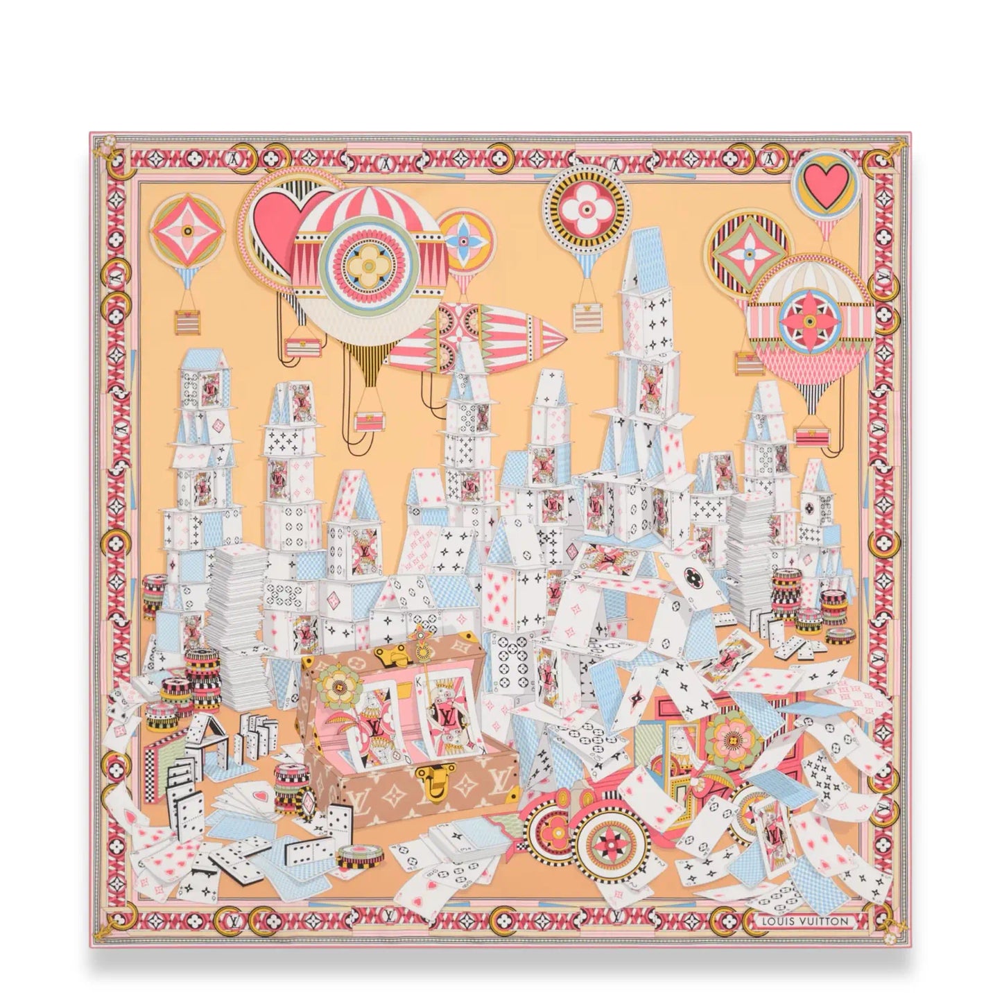 LOUIS VUITTON YELLOW CARD GAME 90 SILK SCARF