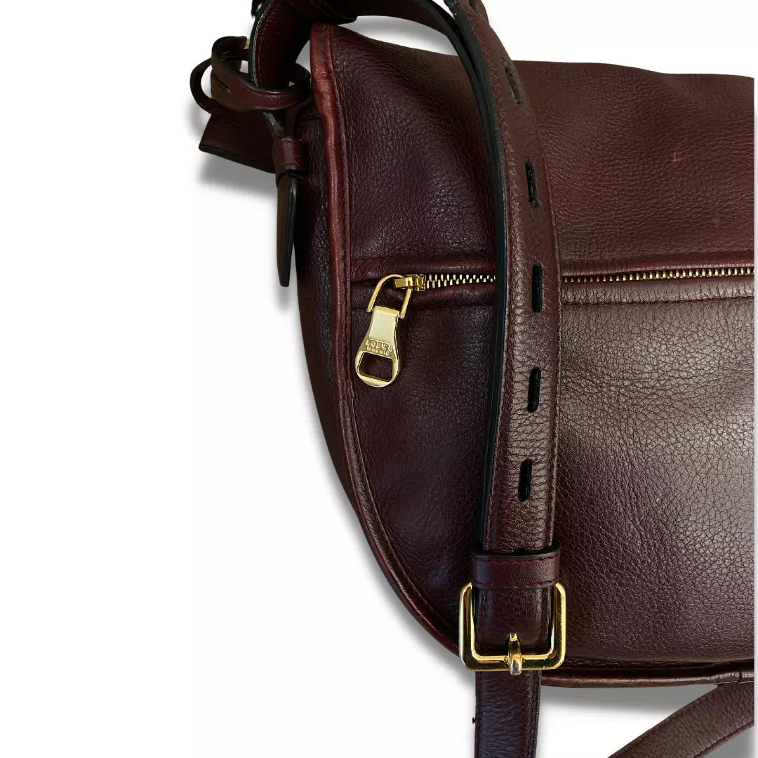 LOEWE BURGUNDY LEATHER HERITAGE SHOULDER BAG