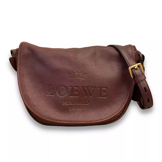 LOEWE BURGUNDY LEATHER HERITAGE SHOULDER BAG