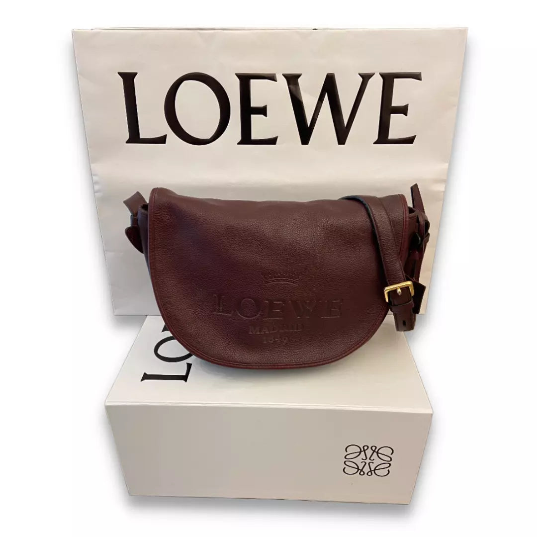 LOEWE BURGUNDY LEATHER HERITAGE SHOULDER BAG