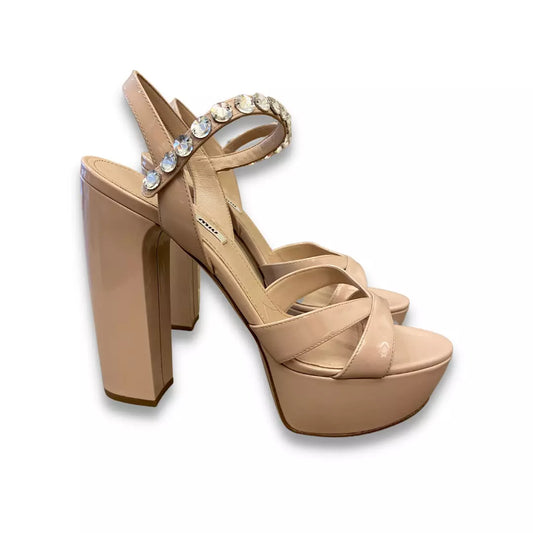 MIU MIU CIPRIA CRYSTALS PLATFORM SANDALS